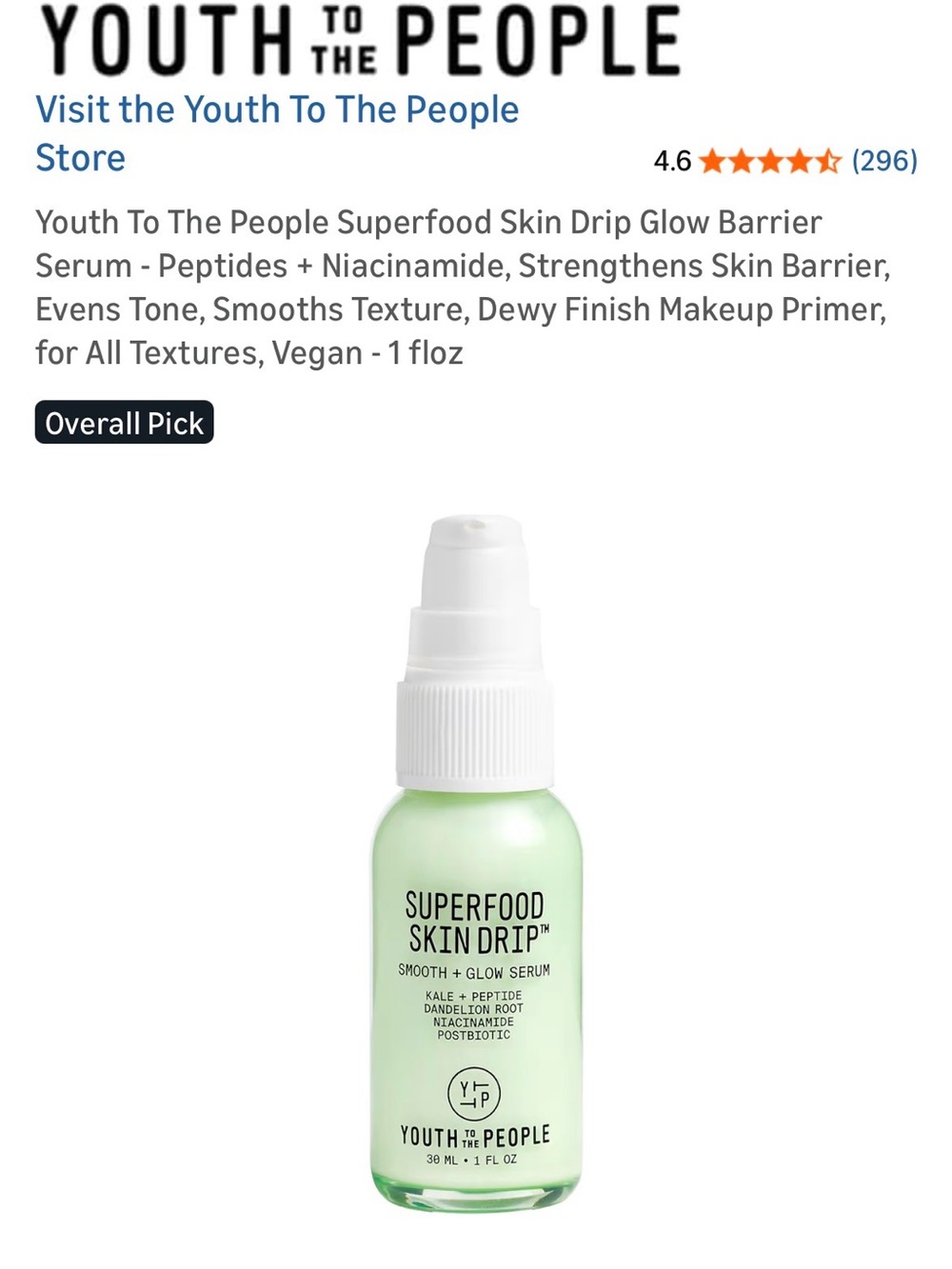 Youth To The People Superfood Skin Drip™ Smooth + Glow Serum 1oz  & Cleanser 2oz